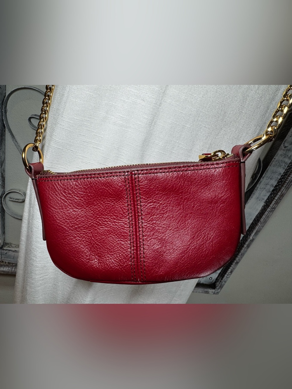 Fossil Jolie Leather Mini Crossbody Bag - Burgundy